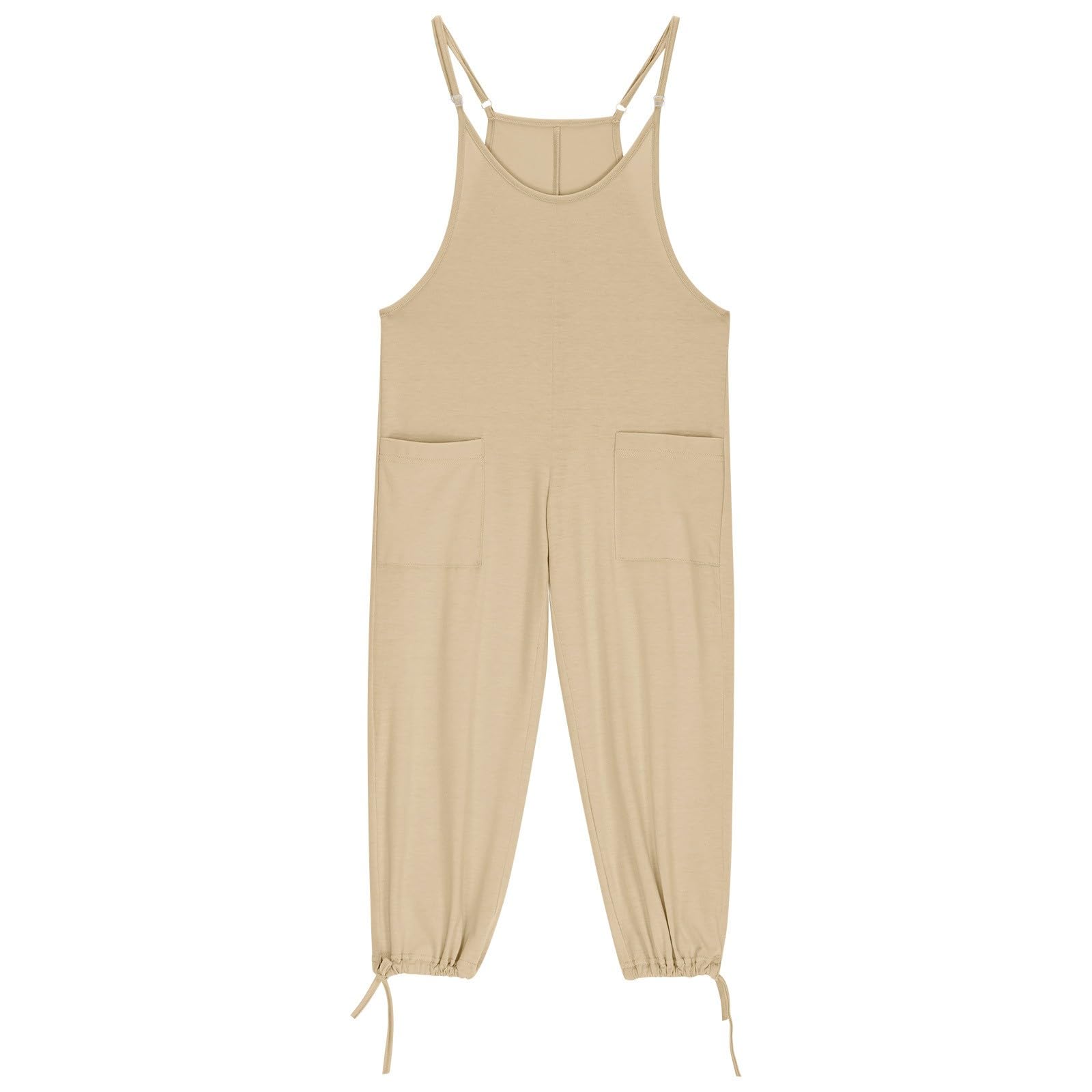 Mono de verano sin mangas para niña, color sólido, tirantes finos, piernas cónicas, bolsillos