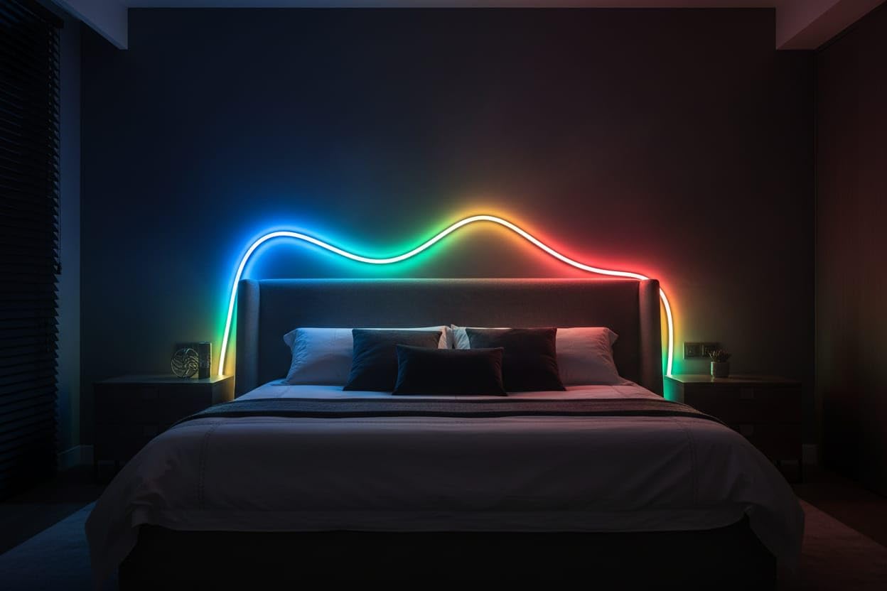 Smart LED Neonlichtstreifen, 5M, WLAN & Bluetooth, RGB, App-Steuerung, 15mm,360° Rundum-Beleuchtung, USB 5V