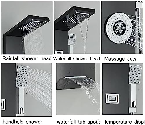 Shower Panel Tower Body Jets System Rain & Waterfall Mixer Hand Shower miniatura 7
