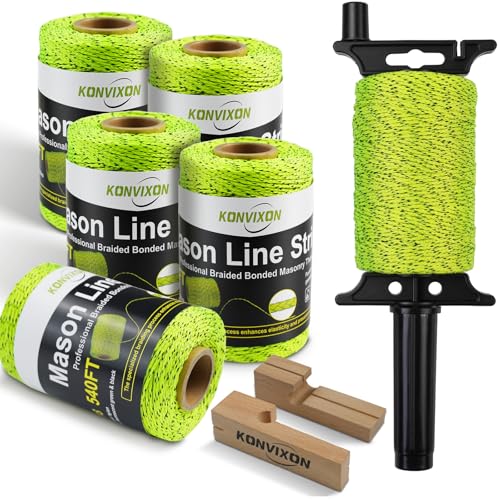 Konvixon 8PCS Mason String Line Set for Bricklaying Alignment & Masonry