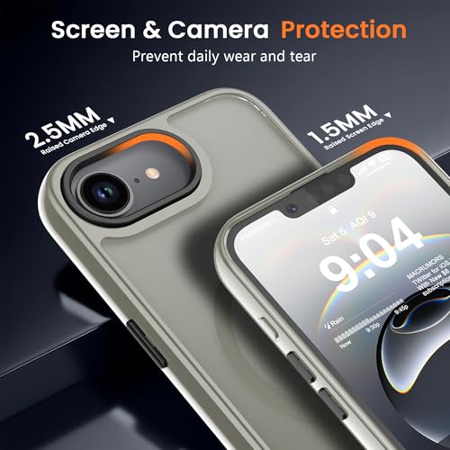 BPOASE for iPhone 16E/iPhone 17E Case with Screen Protector, [Compatible with Magsafe] Ultra Slim Translucent Matte Shockproof Protection Phone Cover-Grey by BPOASE - Used condition - Image 4