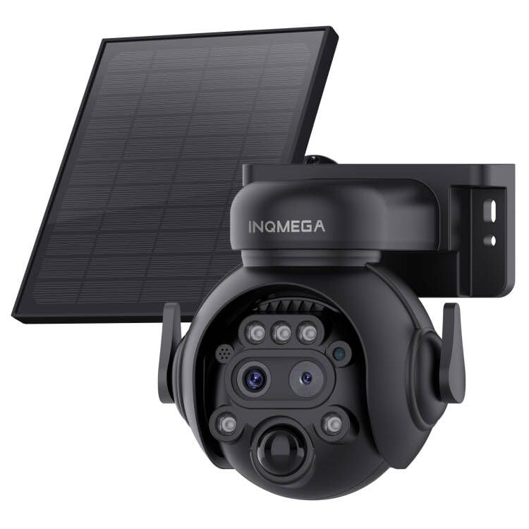 ?12X Zoom?6MP Solar Security Cameras Wireless Outdoor, 355° Battery Powered Camera for Home Security, 2.4G WIFI Camera with PIR Motion Detection, Color Night Vision, Spotlight Siren, 2-Way Audio