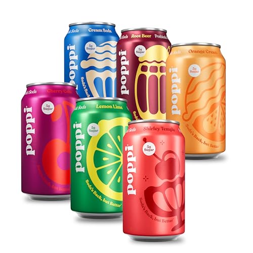 POPPI Sparkling Prebiotic Soda, Beverages w/Apple Cider Vinegar, Seltzer Water & Fruit Juice, Cherry Limeade, 12oz (24 Pack) (Packaging May Vary)