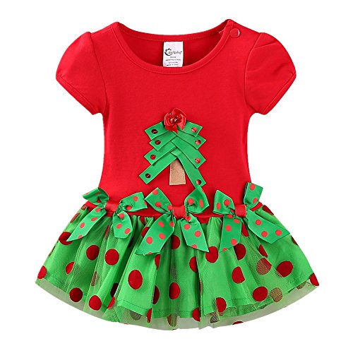LittleSpring Baby Toddler Girl Christmas Dress with Bowknot Tutu Tulle Dress