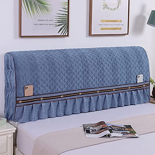 CHENGH Cubrecabecera cama tejido cubierta para cabecero antipolvo, protector de edredón incluido, acolchado protector lavable Soft Cover, azul - 220 cm