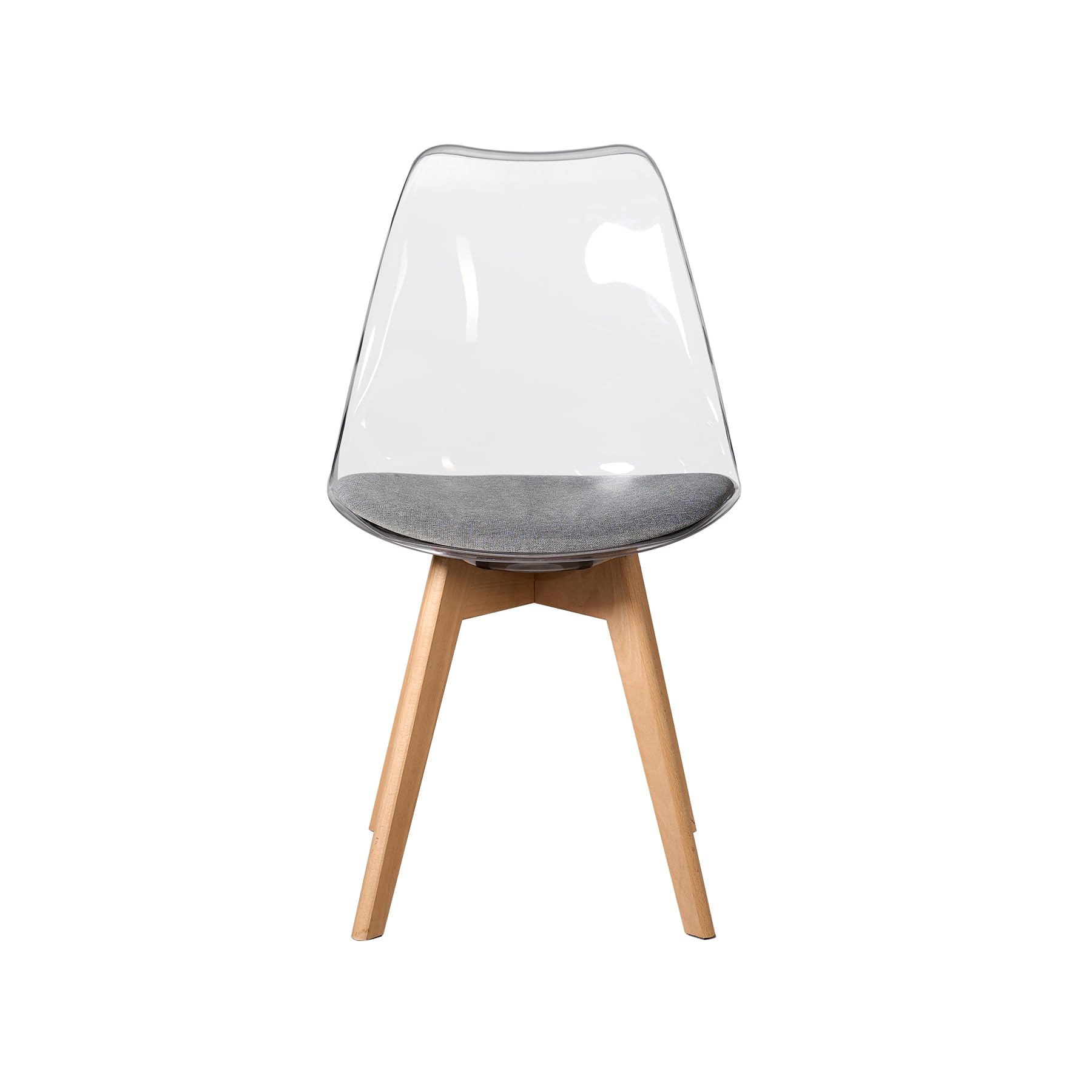 Juego de 6 sillas de Comedor de Estilo escandinavo, sillas Laterales de acrílico Transparente de diseño Retro, Silla de Cristal con cojín de Asiento de Lino (Gris-Lino)