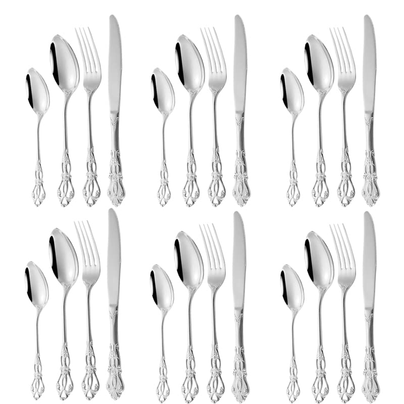 Ensemble argenterie en acier inoxydable 18/10 style antique : cadeau idéal pour mariage et pendaison