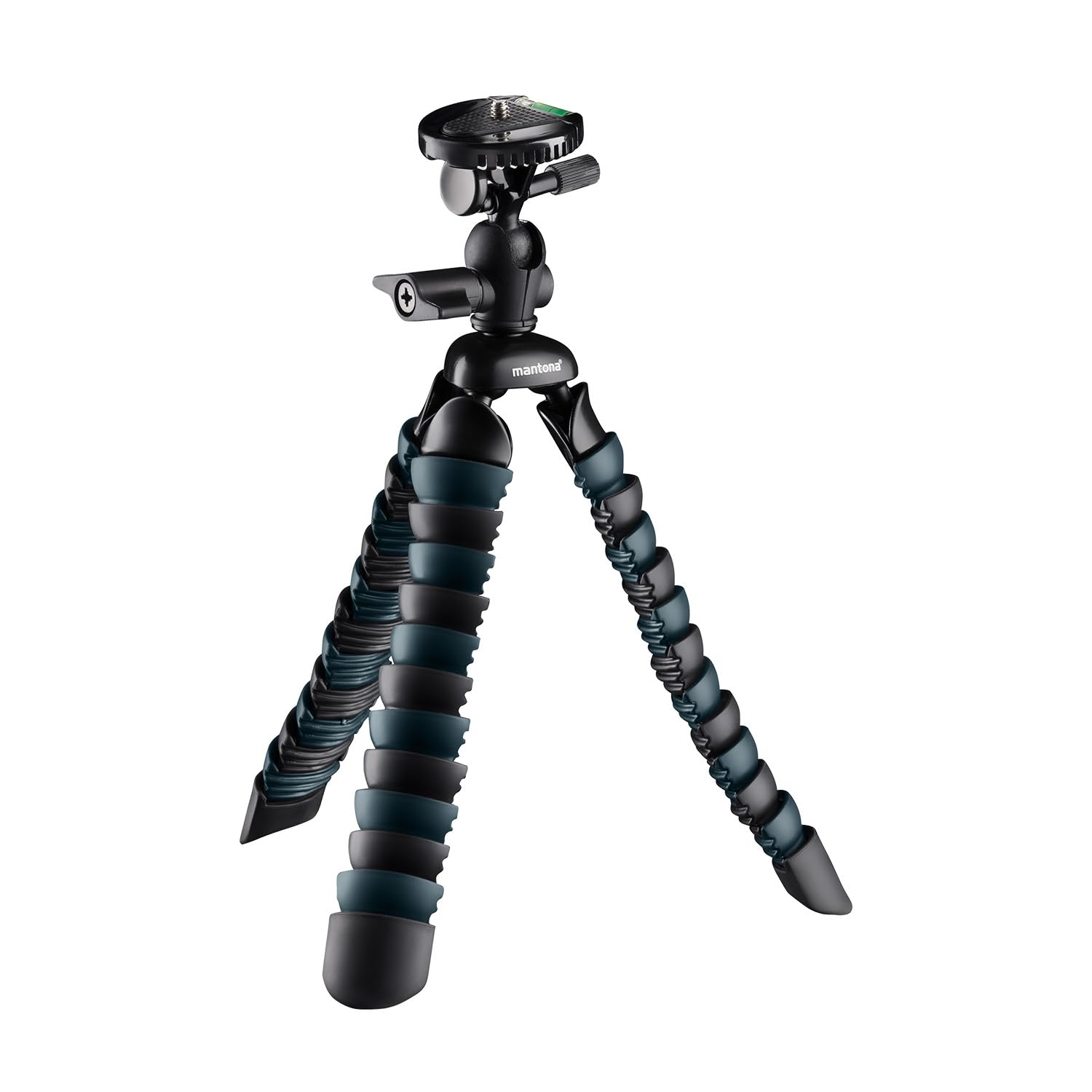 Mantona Armadillo DSLR flexibele mini camera en tafel statief voor camera smartphone actioncam, draagvermogen 3 kg, hoogte 28 cm, met kogelkop, incl. smartphone-houder en GoPro adapter, zwart/grijs