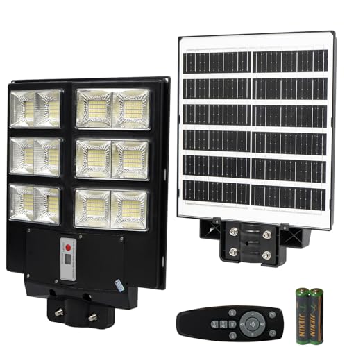 Image of Gigawatts 480 LED 200W Solar Street Light with Remote Control High Power 20Ah Battery Inbuilt 23W Solar Panel IP65 Water Resistant Outdoor Lamp for Wall Pathway Garden and Patio (1Pc, Cool White)