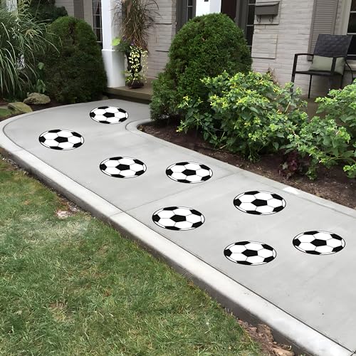 Soccer Ball Floor Decals, Laminated Removable Floor Graphics, Anti-Slip Surface, Soccer Party Sidewalk Vinyl Decals, Sports Party Decoration, VP3813
