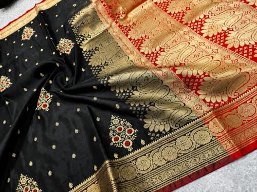 Image of Women's Glory Banarasi Satin Silk Saree with Embroidery Design