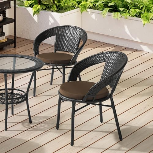 WestinTrends Solace Outdoor Patio Kitchen Dining Chair Round Seat Cushions Set of 4, 16 x 16, Brown