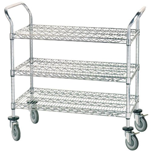 WUC-1836P 18" x 36" Chrome Wire Utility Cart with Poly Casters by Advance Tabco – Chrome
