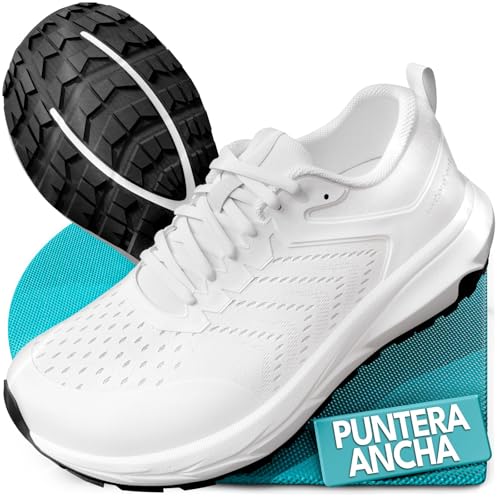 RestoreFeet Zapatillas Puntera Ancha | Hombre y Mujer Transición al Barefoot | Ideales para el Deporte (Blanco, Sistema Tallas Calzado EU, Adulto, Números, Ancho, 38)