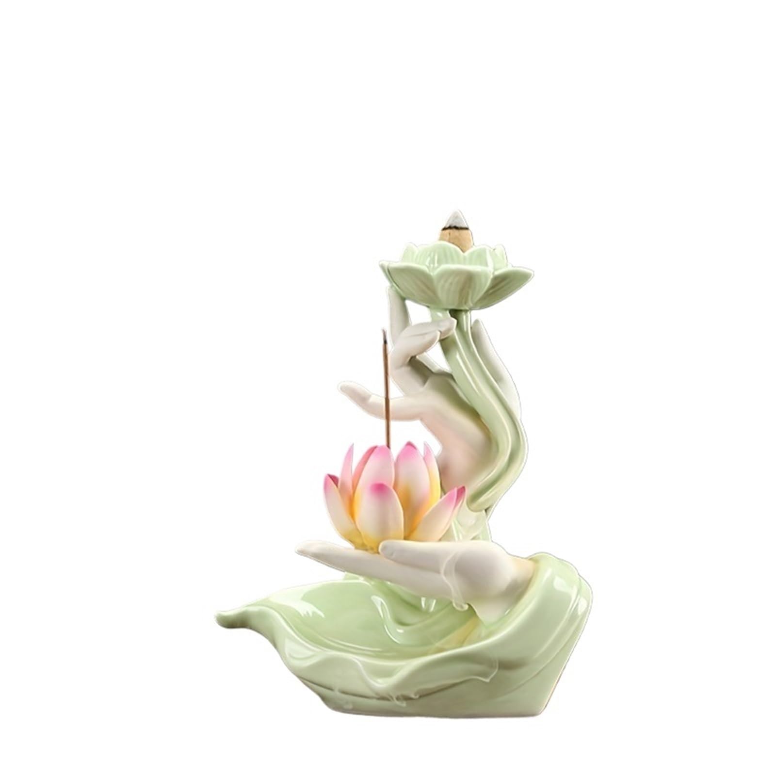 Quemador de incienso de reflujo, diseño de cascada de cerámica para ver el humo, ideal para aromaterapia y relajación