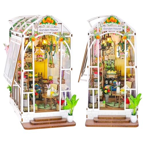 DIY Book Nook Kit - Miniature Dollhouse Booknook Kit for Adults and Teens 3D Wooden Puzzle Bookend Bookshelf Decor for Christmas Day Great Gift for Family Garden