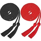 Yaomiao 2 Pieces Graduation Cords Polyester Yarn 2025 Honor Cord with Tassel for Graduation Students(Black and Red)