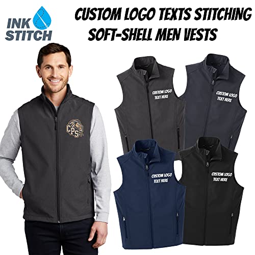 INK STITCH Men Custom Embroidery Design Your Own Logo Text Soft Shell Vests3