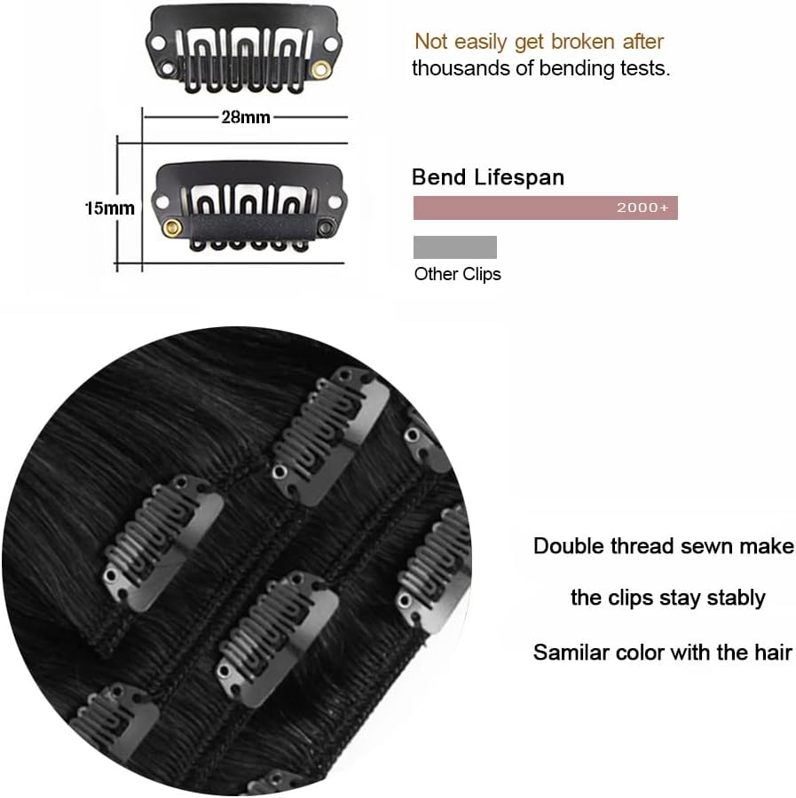 Winsky 14" Clip in Hair Extensions Real Human Hair for Women - Silky Straight Jet Black Human Hair Clip in Extensions 50grams 4pieces #1 Color