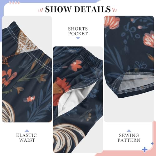 ZZXXB Retro Rooster Flowers Boys Long Pants Soft Trousers Elastic Waist Kids Lounge Bottoms with Pockets S-XL4