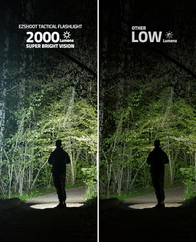 EZshoot 2000 Lumen Pistol Light with Quick Release, Magnetic Rechargeable Pistol Flashlight with Adjustable Slide Rail, Picatinny Flashlight with Strobe Mode for Home Defense, Hunting