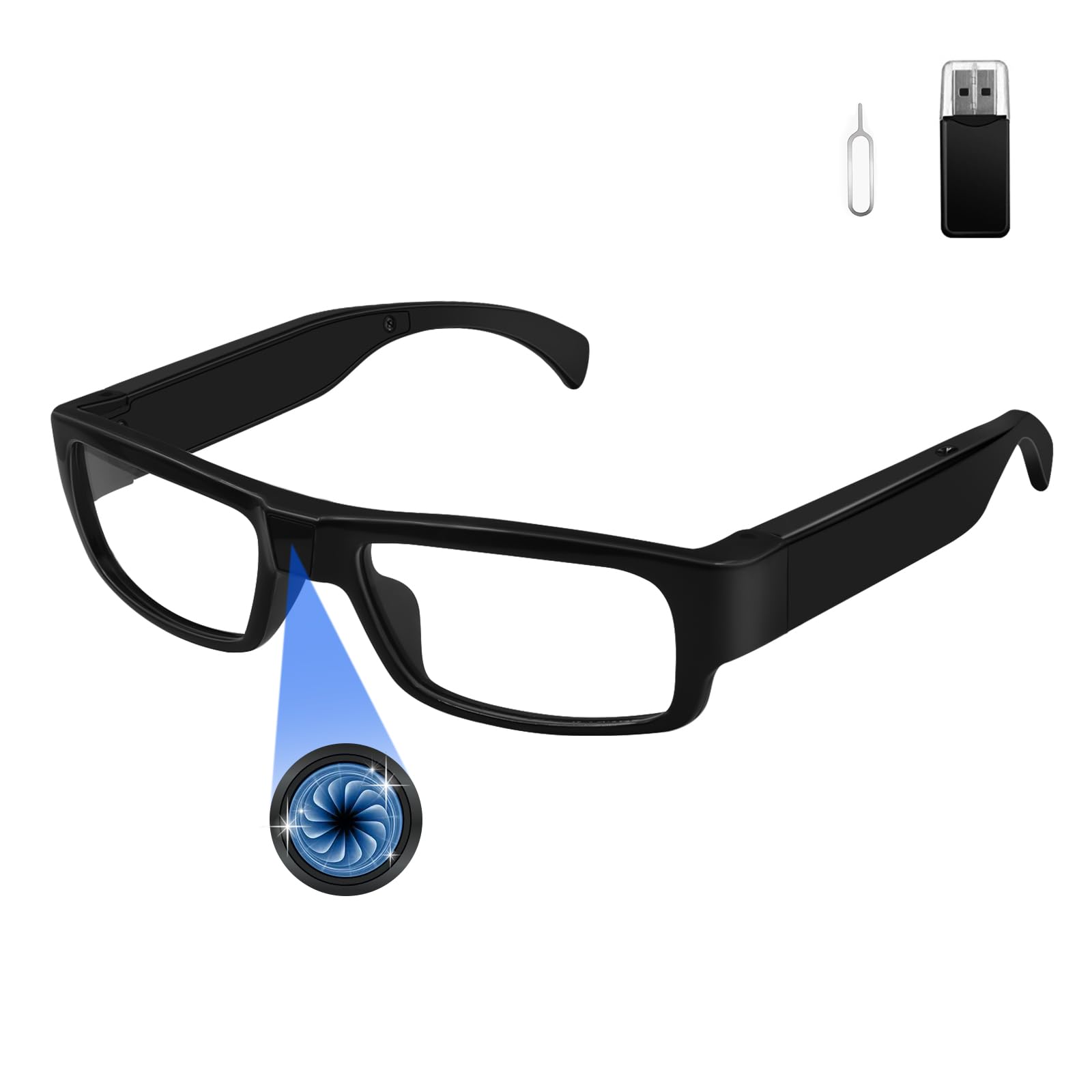 AI Occhiali Intelligenti Con Fotocamera Da 8MP - Include 32GB Di Spazio Di Archiviazione, Occhiali Con Registrazione Video 1080P E Audio, Traduzione In Tempo Reale, Per Esterni(Blue - Foto 10