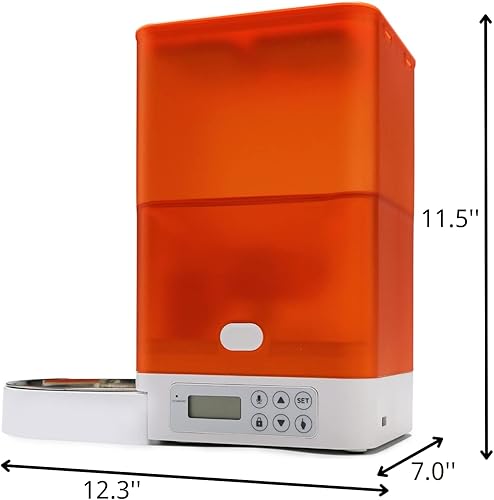 Miniatura 7 de U.S. Solid Alimentador automático para gatos, comederos para mascotas, dispensador de alimentos, grabadora de voz, batería y alimentación enchufable