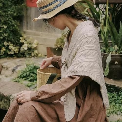 Knitted Triangle Shawl with Leather Buckle, Multifunctional Triangle Shawl for Ladies2