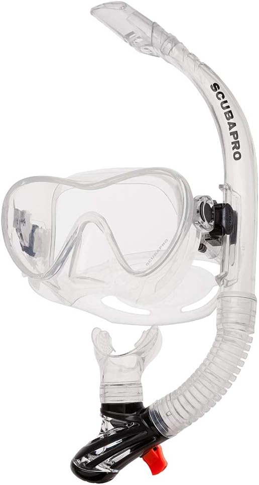 Scubapro Trinidad Single Tempered Glass Lens Frameless Scuba Snorkeling Mask Snorkel Set - Clear