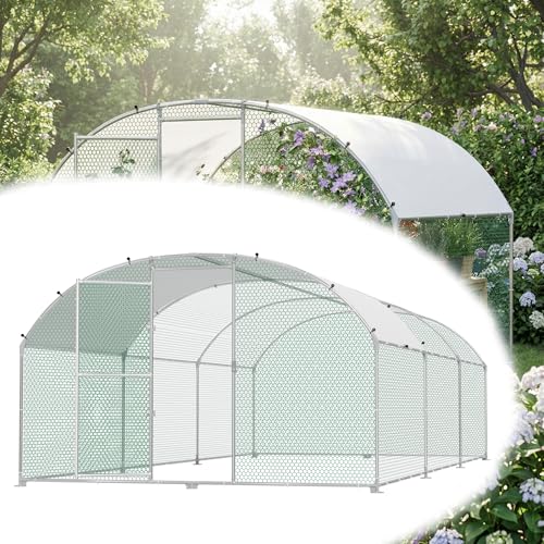 Suusolny Freilaufgehege Bogen Dach 3x6x2m Hühnerstall aus Verzinkter Stahl Mit PE Dachabdeckung Verdickte PVC Verbinder &Riegel für Haustierkäfig Hühnerkäfig Kleintiere Pflanzen