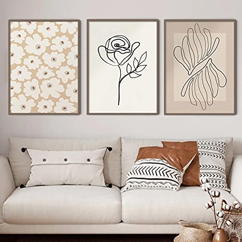 Affiche minimaliste toile boho pour salon | 3 pièces 40x60 cm sans cadre