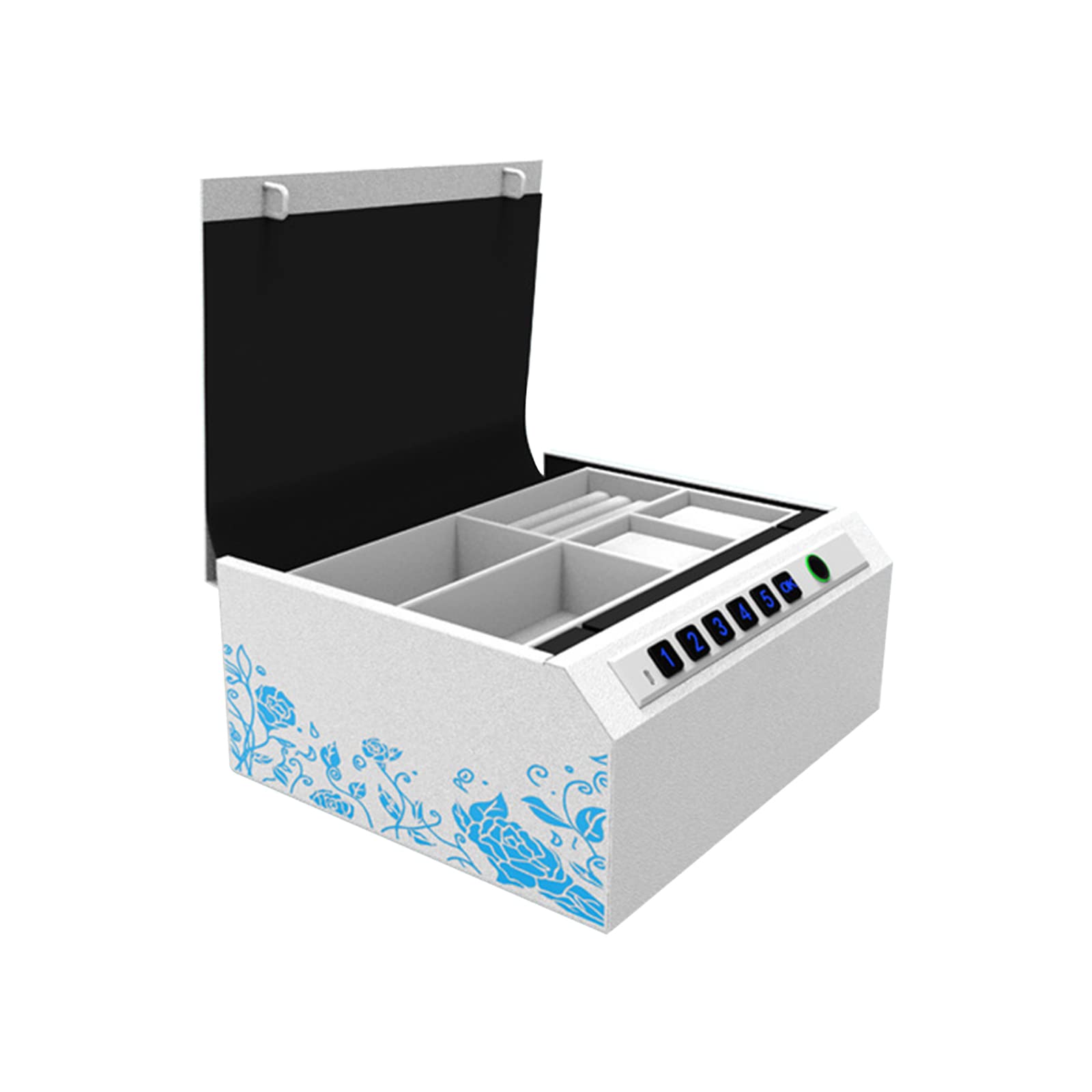 XBTGS Cassetta di sicurezza digitale per contanti con impronte digitali, portatile, per contanti e gioielli, in lega, resistente alle cadute, adatta per camera da letto, ufficio, viaggi,
