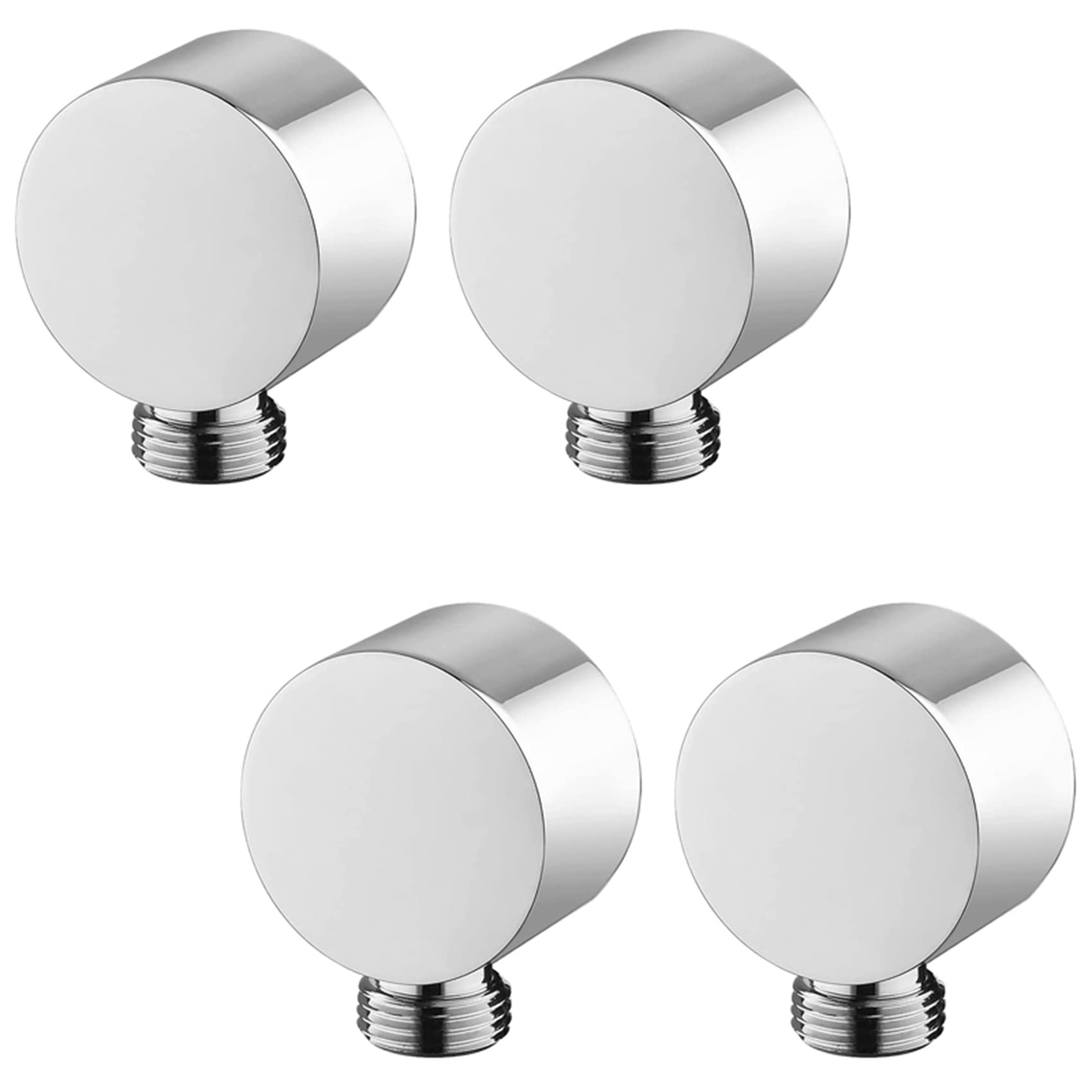 Hndhbfgrt 4X Wall Supply Elbow,Brass Round Wall Mount Shower Hose Connector Accessories G1/2Inch Water Outlet for Shower-Silver