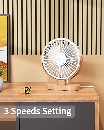 SWEETFULL Ventilador de mesa pequeno USB de 6,4 polegadas, ventilador de mesa portátil silencioso de