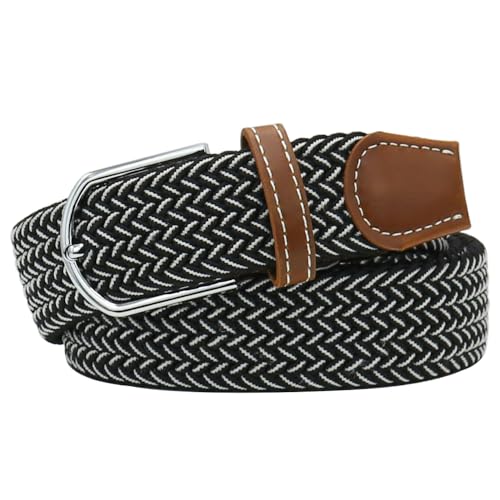 Image of Multicolored Elastic Woven Golf Belts Casual Braided Stretch Belt for Men and Women