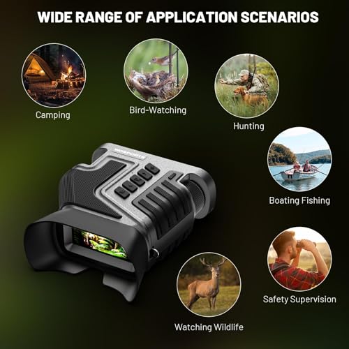 Image of WOSPORTS 4K Night Vision Goggles - 16MP Photo, up to 80x Magnification, 10X Optical & 8X Digital Zoom, 1015FT Vision, 3 inch Screen, 5000mAh Rechargeable Battery, Outdoor Camping, Survival, Gift for Men