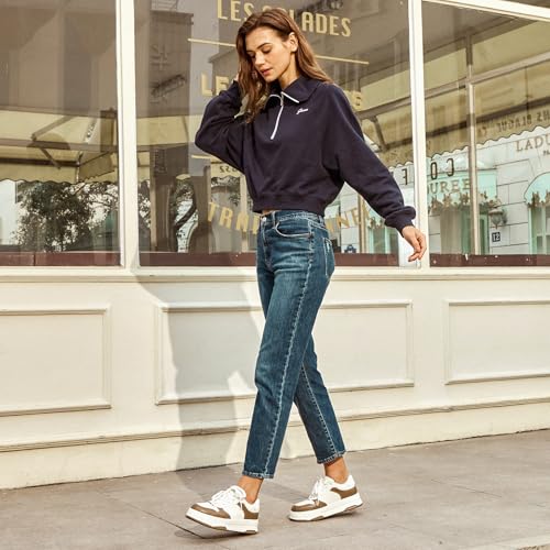 Image of BEAU TODAY Platform White Sneakers for Women,Leather Casual Tennis Shoes