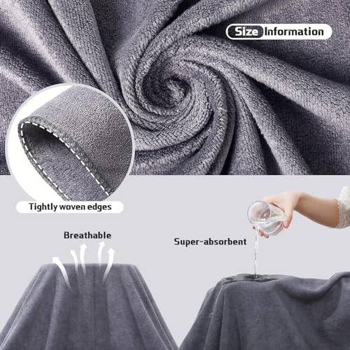 Mixweer PRI-MIXWEER-1896 Oversized Bath Towels Set Of 2, 40 X 80 Inch Giant Bath Sheets Set Dark Gray Microfiber Large Bathroom Towels Jumbo Shower Towels Quick Dry Towel thumb #3