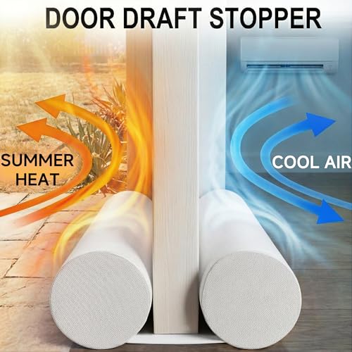 Image of MAXTID Under Door Draft Blocker 36 inch - Door Sealer Strip for Bottom, Air Block Double Draft Stopper, White Sweep, Noise Cancelling Weather Seal