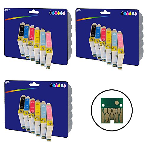 3 Sets de non-original XL Cartuchos de tinta para Epson Stylus Photo R200, R220, R300, R300 M, R320, R340, RX500, RX600, RX620, RX640  Core-Tekk no OEM compatibles