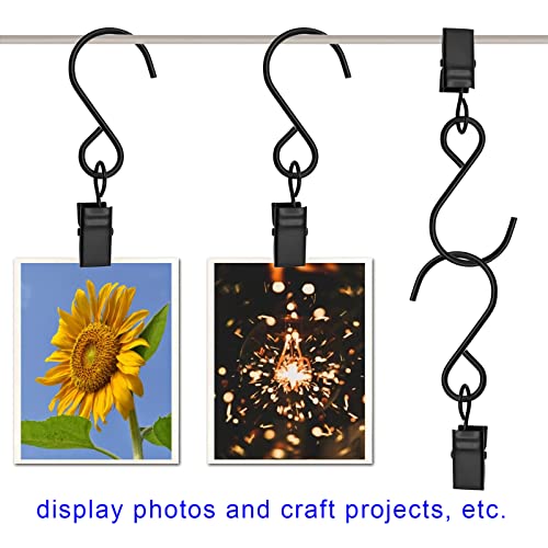 Amzseven Stainless Steel S Hooks Curtain Clips, 50 Pack Hanging Party Lights Clips, Hangers Gutter Photo Camping Tents, Art Craft Display, Garden Courtyards Decoration, 3 Inch Long Black #TOP5