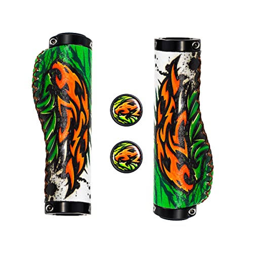 CNCLOL Ergonomic Bike Handlebar Grips,Silicone Mountain Bike grips for Bicycle MTB/BMX, Fire