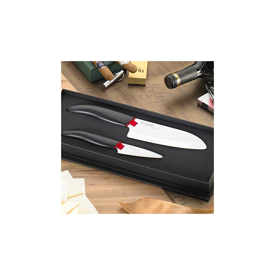 KYOCERA Revolution 2-Piece Ceramic Set: Chef Knife for Your Cooking Needs, 5.5" and 3", White/Black