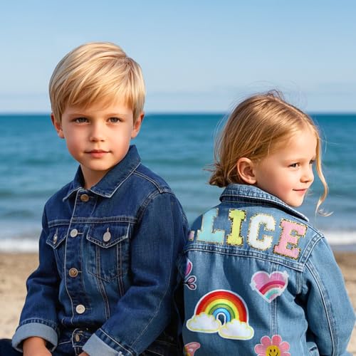 Personalized Kids Denim Jacket with Names, Birthday, Easter, Christmas Gifts for Toddler Girls 1-14 Years2