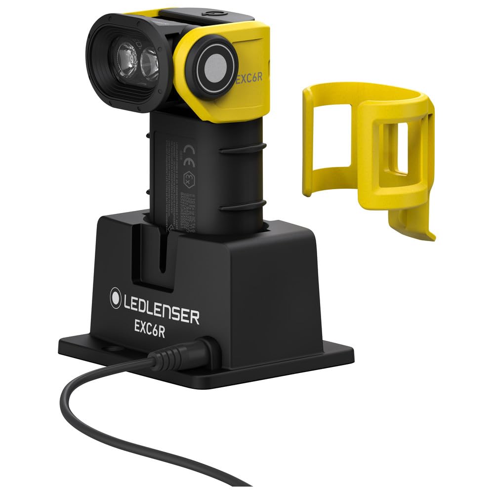 Ledlenser EXC6R ATEX - Lámpara LED de mano con cargador 502406 (linterna de bolsillo de luz), protección IP68/Ex: protección ATEX/Ex Polvo: Ex ib IIIC T135 °C Db/Ex-protección gas: Ex ia IIC T4 Ga