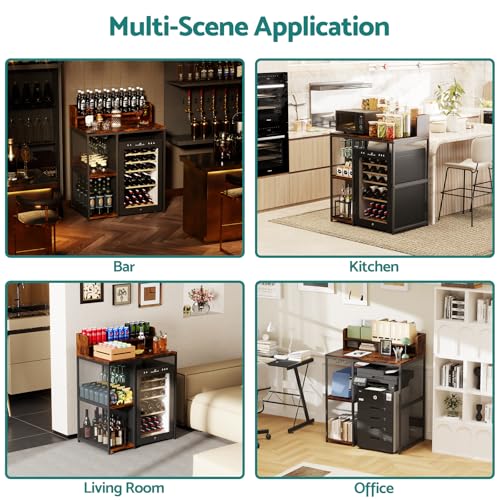 4-Tier Industrial Style Mini Fridge & Microwave Oven Stand (Rustic Brown) - image 8