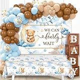 DataMoon We Can Bearly Wait Baby Shower Decorations - Baby Boxes with Letters,Boho Balloons,We Can Bearly Wait Backdrop,Tablecloth for Teddy Bear Baby Shower,Birthday Supplies,Gender Reveal