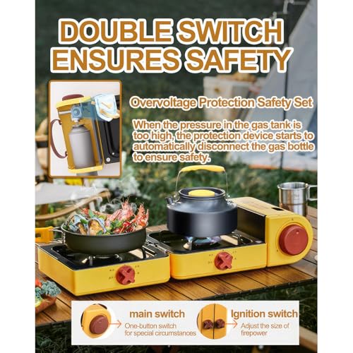 Réchaud à gaz de camping résistant au vent 2 feux isobutane - 5