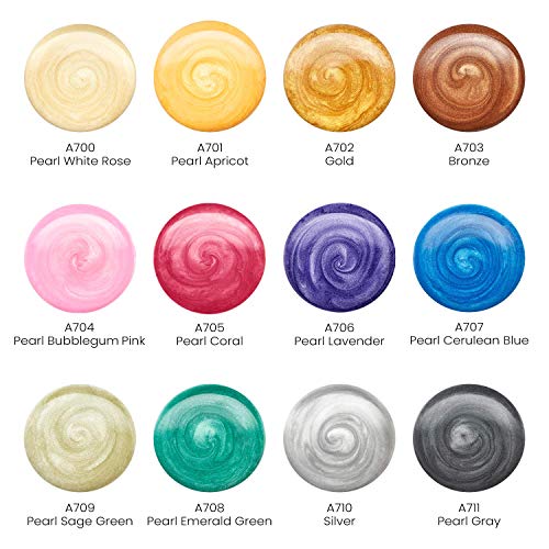 Image of 12 x 12ml Gouache Paint Set with 4 Free Paint Brushes - Acid-Free, Non-Toxic Multicolored Artists' Gouache Colors for Mixed Media Painting