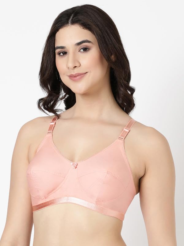 Image of BLOSSOM Women's Single Layered Full Coverage Non Wired Non Padded 100% Woven Cotton Everyday Bra Plus Size Bra